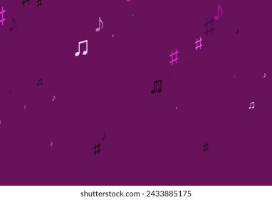 Light Pink vector backdrop with music notes. Isolated colorful music keys on abstract background. Pattern for websites of musitians.