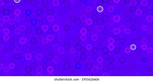 Light Pink vector backdrop with mystery symbols. Colorful vintage illustration with gradient alchemy shapes. Simple base for your occult design.