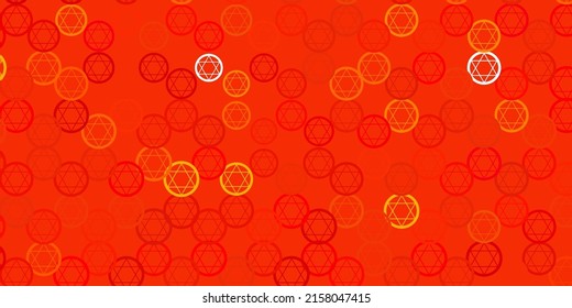 Light Pink vector backdrop with mystery symbols. Colorful mystic symbols with a gradient in ancient style. Design for magic, spiritual events.