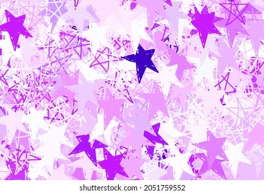 Light Pink vector backdrop with small and big stars. Modern geometrical abstract illustration with stars. Pattern for astrology websites.