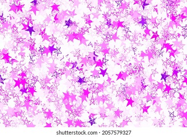 Light Pink vector backdrop with small and big stars. Stars on blurred abstract background with gradient. Pattern for futuristic ad, booklets.