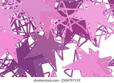 Light Pink vector backdrop with small and big stars. Blurred decorative design in simple style with stars. Smart design for your business advert.