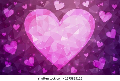 Light Pink vector  backdrop with sweet hearts. Decorative shining illustration with hearts on abstract template. Design for your business advert of anniversary.
