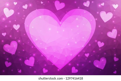 Light Pink vector  backdrop with sweet hearts. Hearts on blurred abstract background with colorful gradient. Pattern for carnival, festival romantic leaflets.