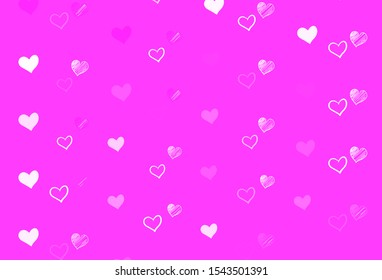 Light Pink vector backdrop with sweet hearts. Beautiful colored illustration with hearts in celebration style. Pattern for marriage gifts, congratulations.