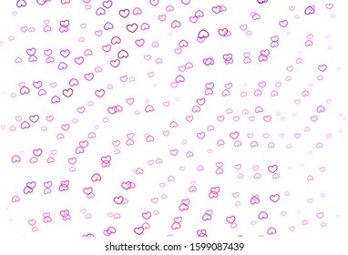 Light Pink vector backdrop with sweet hearts. Blurred decorative design in doodle style with hearts. Pattern for carnival, festival romantic leaflets.
