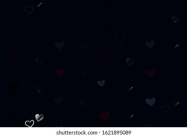 Light Pink vector backdrop with sweet hearts. Blurred decorative design in doodle style with hearts. Pattern for carnival, festival romantic leaflets.