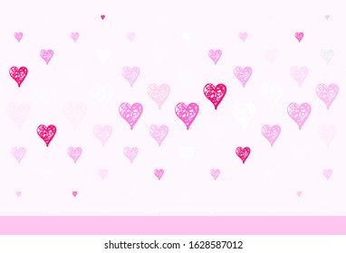 Light Pink vector backdrop with sweet hearts. Decorative design with hearts in simple style . Design for celebrating of Valentine Day.