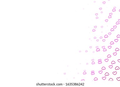 Light Pink vector backdrop with sweet hearts. Decorative shining illustration with hearts on abstract template. Pattern for valentine's ad, booklets.