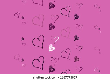 Light Pink vector backdrop with sweet hearts. Illustration with shapes of gradient hearts on blur backdrop. Design for celebrating of Valentine Day.