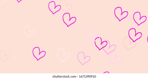 Fondo vector claro con corazones dulces. Ilustración abstracta brillante con corazones coloridos en estilo romántico. Plantilla para tarjetas postales de San Valentín.