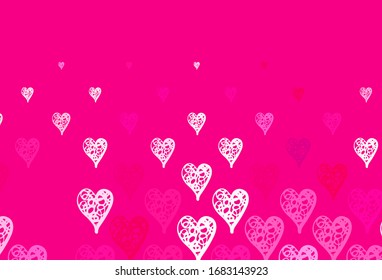 Light Pink vector backdrop with sweet hearts. Smart illustration with gradient hearts in valentine style. Pattern for valentine's ad, booklets.