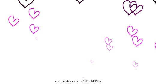 Light Pink vector backdrop with sweet hearts. Decorative shining illustration with hearts on abstract template. Pattern for carnival, festival romantic leaflets.