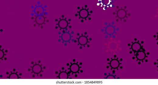 Light pink vector backdrop with virus symbols. Colorful  gradient illness symbols in simple abstract style. Simple drawing against danger fever.