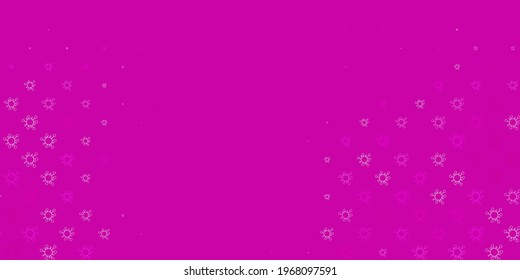 Light pink vector backdrop with virus symbols. Smart illustration with covid signs in decorative style. Design for biohazard warning.