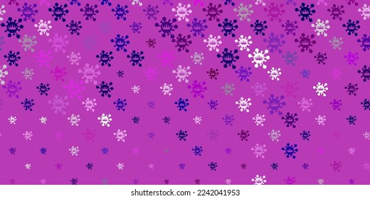 Light Pink vector backdrop with virus symbols. Smart illustration with covid signs in decorative style. Simple drawing against danger fever.