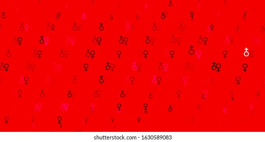 Light Pink vector backdrop with woman's power symbols. Abstract illustration with a depiction of women's power. Elegant design for wallpapers.
