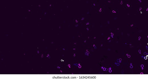 Light Pink vector backdrop with woman's power symbols. Colorful illustration with gradient feminism shapes. Simple design for your web site.