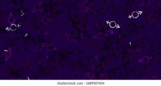 Light Pink vector backdrop with woman's power symbols. Colorful illustration with gradient feminism shapes. Simple design for your web site.
