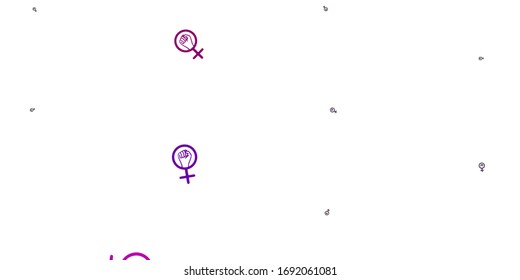 Fondo vector claro con símbolos de poder de la mujer. Ilustración colorida con formas de feminismo degradado. Diseño elegante para tapizados.
