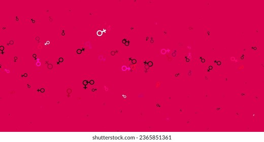 Light Pink vector backdrop with woman's power symbols. Colorful illustration with gradient feminism shapes. Elegant design for wallpapers.