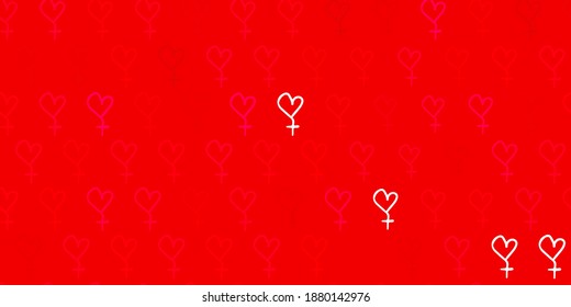 Light Pink vector backdrop with women power symbols. Simple design in abstract style with women rights activism. Background for International Women Day.