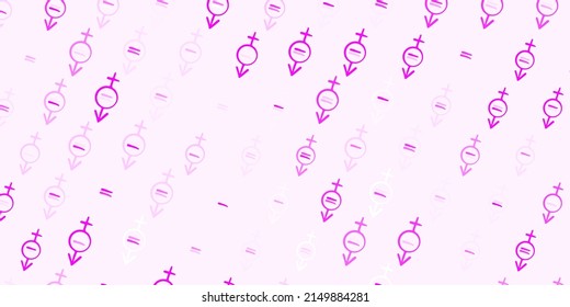 Fondo vector claro rosa con símbolos de potencia femenina. Símbolos feministas coloridos con un gradiente en estilo moderno. Diseño elegante para tapices.
