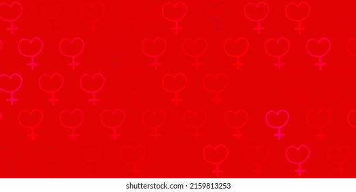 Light Pink vector backdrop with women power symbols. Simple design in abstract style with women rights activism. Best design to show the power of women.