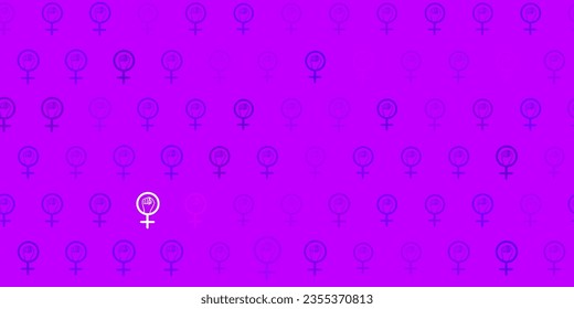 Light Pink vector backdrop with women power symbols. Colorful illustration with gradient feminism shapes. Best design to show the power of women.
