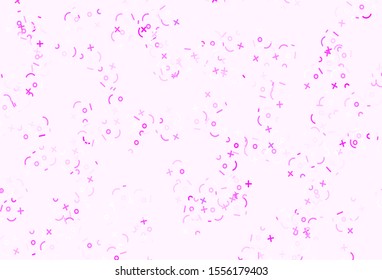 Light Pink vector background with arithmetic signs. Shining colorful illustration with isolated Digit signs. Smart design for university advert.