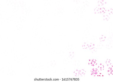 Light Pink vector background with arithmetic signs. Modern geometrical illustration with numerals. Template for landing page of typography.