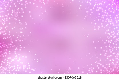 Light Pink vector background with astronomical stars. Space stars on blurred abstract background with gradient. Pattern for astrology websites.
