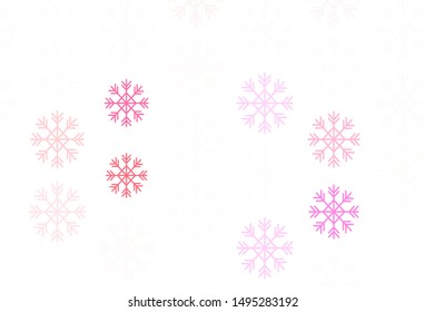 Light Pink vector background with beautiful snowflakes. Shining colorful illustration with snow in christmas style. New year design for poster, banner.