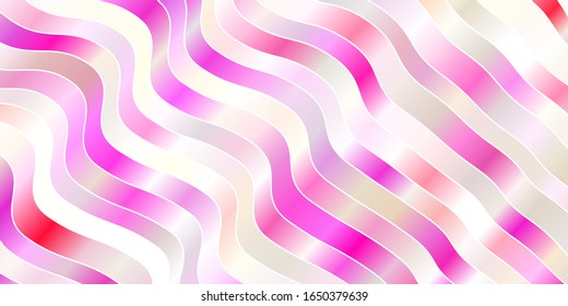 Fondo vectorial rosa claro con líneas dobladas. Ilustración de degradado abstracta con líneas de desgaste. Patrón para sitios web, páginas de inicio.