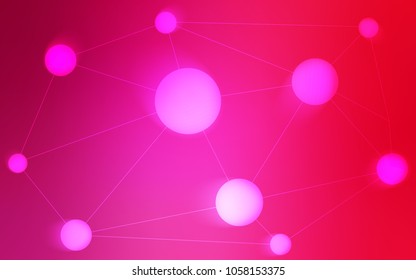 Light Pink vector background with bubbles, lines. Glitter abstract illustration with connection of triangle structure. Beautiful design for your business advert.