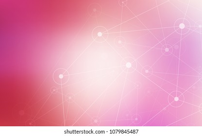 Light Pink vector background with bubbles, lines. Design with connection of dots and lines on colorful background. Pattern can be used for futuristic ad, booklets.