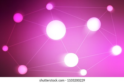 Light Pink vector background with bubbles, lines. Design with connection of dots and lines on colorful background. Pattern can be used for futuristic ad, booklets.
