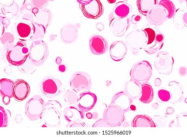 Light Pink vector background with bubbles. Glitter abstract illustration with blurred drops of rain. Pattern for ads, leaflets.