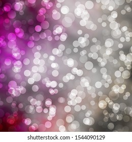 Light Pink vector background with bubbles. Glitter abstract illustration with colorful drops. Pattern for booklets, leaflets.