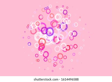 Light Pink vector background with bubbles. Modern abstract illustration with colorful water drops. Pattern for textures of wallpapers.
