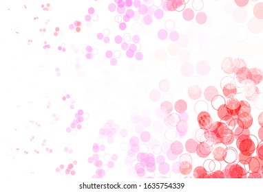 Light Pink vector background with bubbles. Beautiful colored illustration with blurred circles in nature style. Pattern for futuristic ad, booklets.