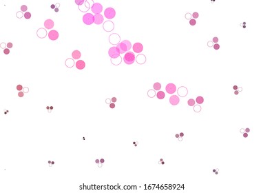 Light Pink vector background with bubbles. Beautiful colored illustration with blurred circles in nature style. Pattern for futuristic ad, booklets.