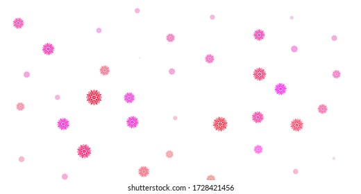 Light pink vector background with christmas snowflakes. Abstract gradient colorful snowflakes and snow elements. New year ad, booklets pattern.
