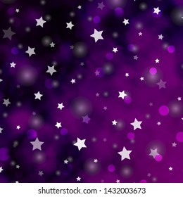Light Pink vector background with circles, stars. Illustration with set of colorful abstract spheres, stars. Design for wallpaper, fabric makers.