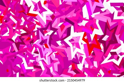 Fondo vectorial rosa claro con estrellas de color. Ilustración de colores brillantes con estrellas. Plantilla para fondos cósmicos.