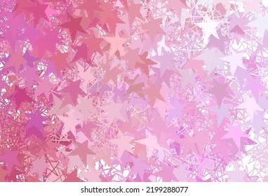 Light Pink vector background with colored stars. Glitter abstract illustration with colored stars. Template for cosmic backgrounds.