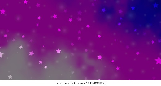 Light Pink vector background with colorful stars. Shining colorful illustration with small and big stars. Pattern for websites, landing pages.
