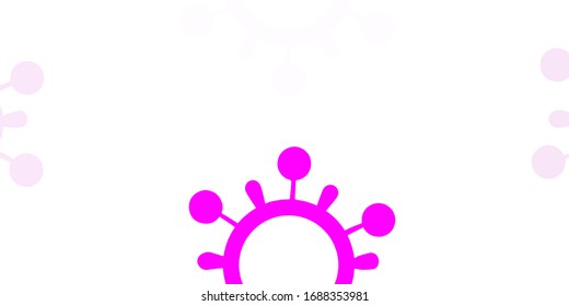 Light Pink vector background with covid-19 symbols. Simple design in abstract style with infection forms. Design for biohazard warning.