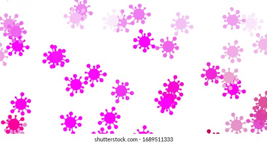 Light pink vector background with covid-19 symbols. Colorful abstract illustration with gradient medical shapes. Simple design against epidemic information.