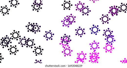 Light pink vector background with covid-19 symbols. Smart illustration with covid signs in decorative style. Simple drawing against danger fever.